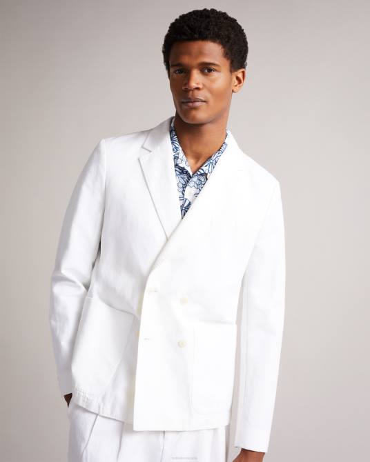 Ted Baker hombres 2ZFP1398 ropa blazer ithon otomano con doble botonadura blanco