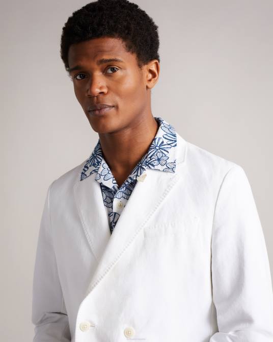 Ted Baker hombres 2ZFP1398 ropa blazer ithon otomano con doble botonadura blanco
