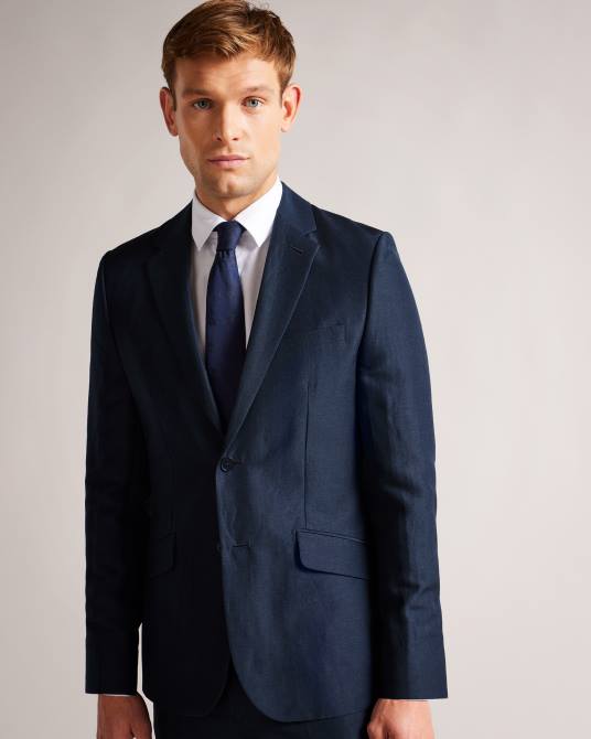 Ted Baker hombres 2ZFP1449 ropa blazer lancej de lana y lino Armada