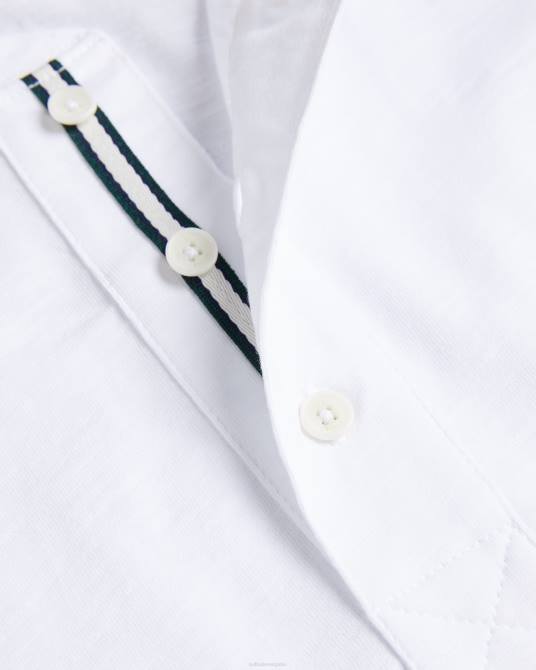 Ted Baker hombres 2ZFP1208 ropa camisa henley de manga corta Duddin blanco