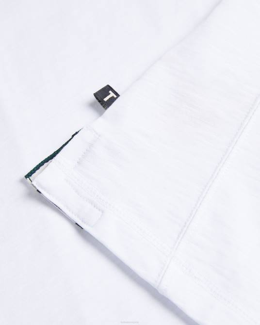 Ted Baker hombres 2ZFP1208 ropa camisa henley de manga corta Duddin blanco