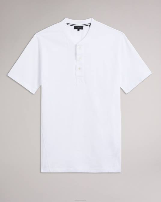 Ted Baker hombres 2ZFP1208 ropa camisa henley de manga corta Duddin blanco