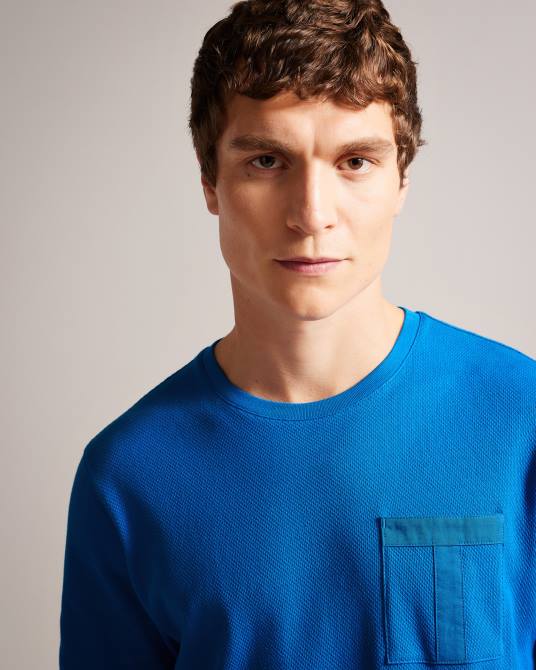 Ted Baker hombres 2ZFP1209 ropa Camiseta de manga corta con bolsillo en T Spindle azul