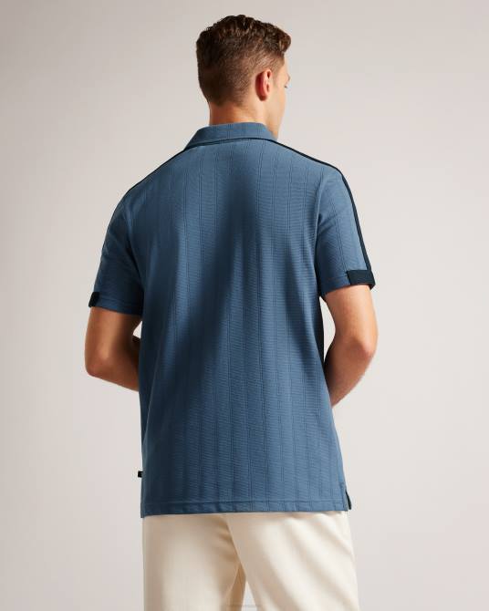 Ted Baker hombres 2ZFP1213 ropa polo de manga corta con cremallera abloom azul medio