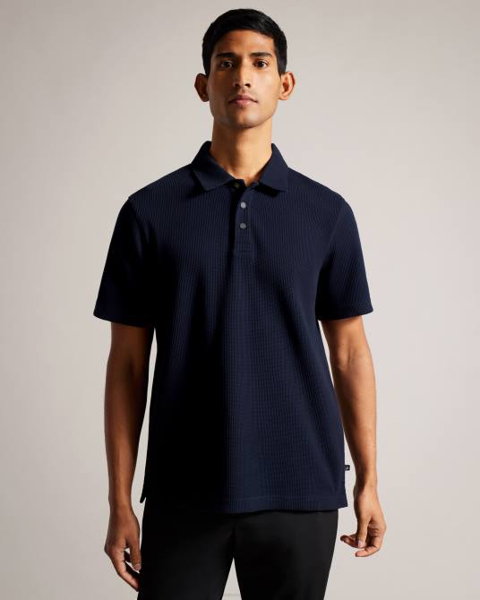 Ted Baker hombres 2ZFP1234 ropa Polo texturizado de corte regular y manga corta Bute Armada