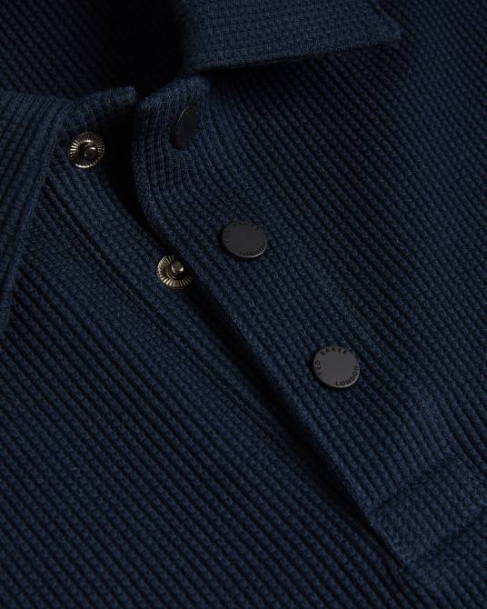 Ted Baker hombres 2ZFP1234 ropa Polo texturizado de corte regular y manga corta Bute Armada