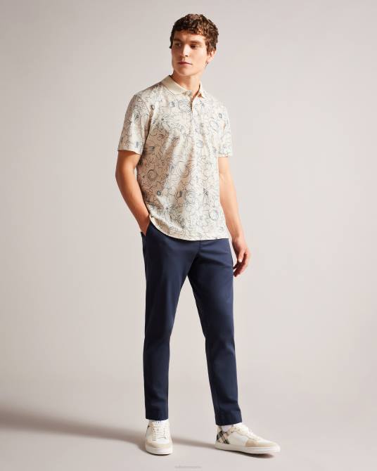 Ted Baker hombres 2ZFP1235 ropa polo holler de manga corta y corte regular estampado natural