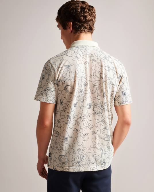 Ted Baker hombres 2ZFP1235 ropa polo holler de manga corta y corte regular estampado natural