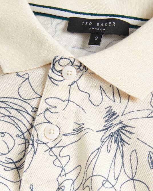 Ted Baker hombres 2ZFP1235 ropa polo holler de manga corta y corte regular estampado natural