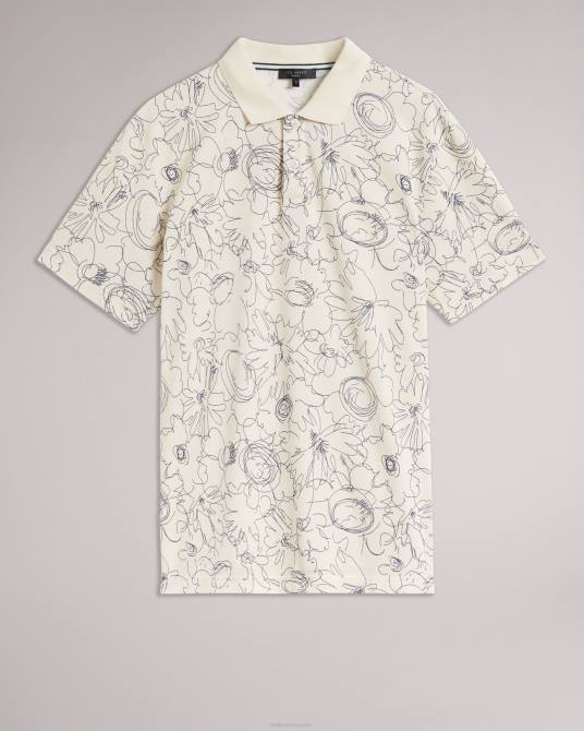 Ted Baker hombres 2ZFP1235 ropa polo holler de manga corta y corte regular estampado natural