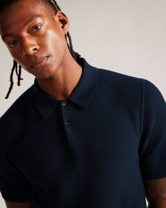 Ted Baker hombres 2ZFP1245 ropa Polo de punto de corte regular y manga corta imago Armada
