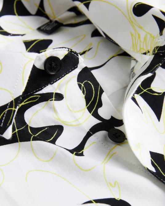 Ted Baker hombres 2ZFP1257 ropa camisa altun de manga corta con estampado floral amarillo claro