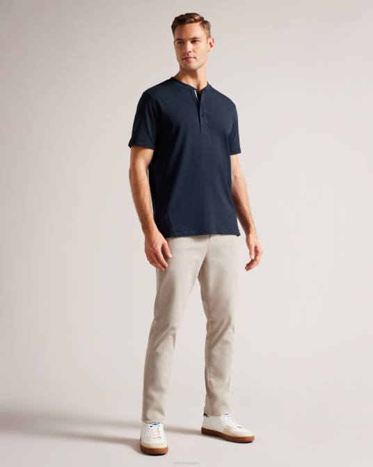 Ted Baker hombres 2ZFP1265 ropa camisa henley de manga corta Duddin Armada