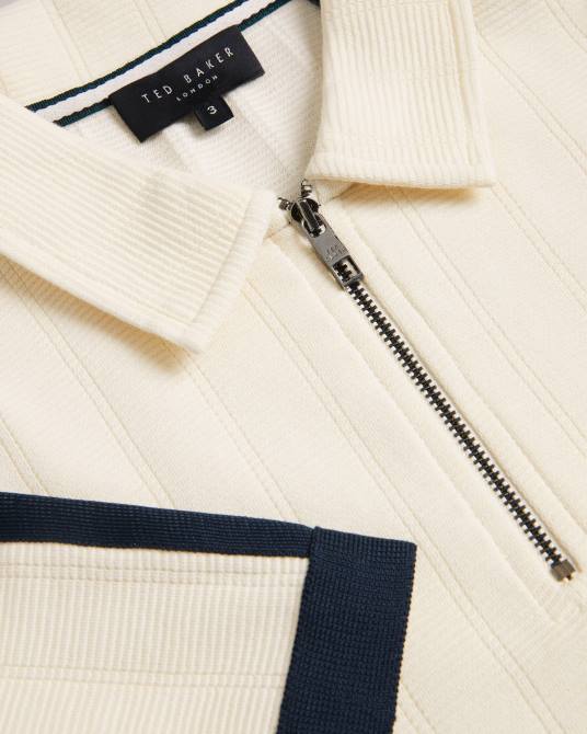 Ted Baker hombres 2ZFP1272 ropa polo de manga corta con cremallera abloom natural