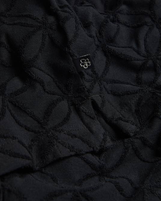 Ted Baker hombres 2ZFP1297 ropa polo maroc de manga corta con cremallera y jacquard negro