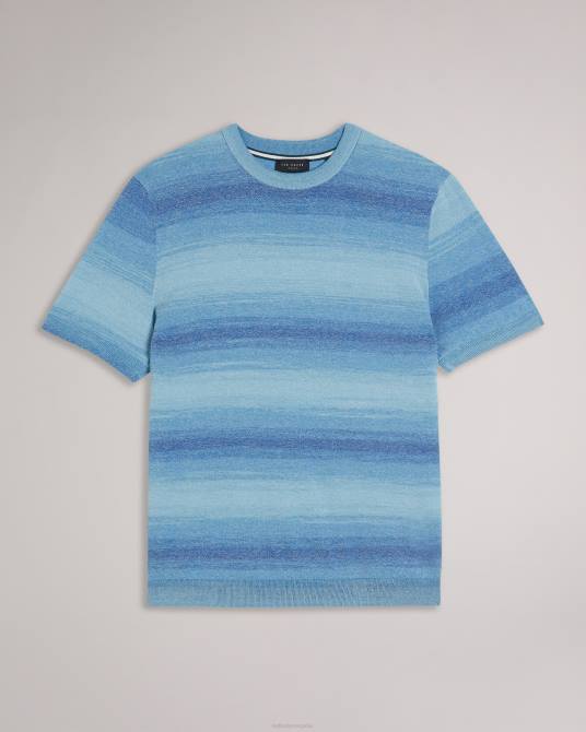 Ted Baker hombres 2ZFP1299 ropa Notte camiseta de manga corta con rayas degradadas azul oscuro