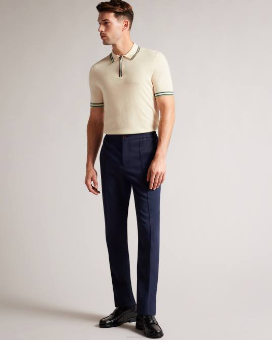 Ted Baker hombres 2ZFP1301 ropa Pierrot polo de manga corta con ribete de rayas blanco