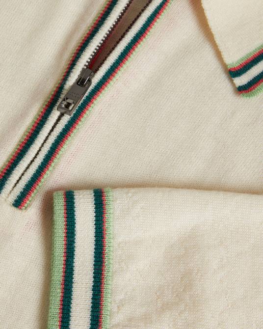 Ted Baker hombres 2ZFP1301 ropa Pierrot polo de manga corta con ribete de rayas blanco