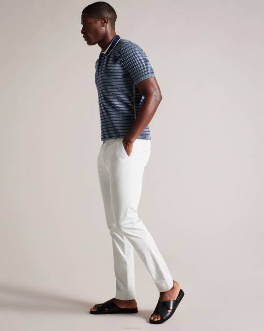 Ted Baker hombres 2ZFP1304 ropa Polo de manga corta con textura a rayas de Radwint azul oscuro