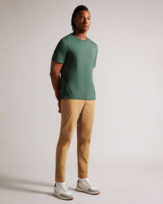 Ted Baker hombres 2ZFP1311 ropa Camiseta lisa de corte regular y manga corta de Tywinn verde medio