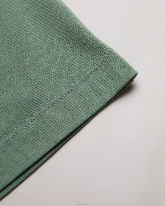 Ted Baker hombres 2ZFP1311 ropa Camiseta lisa de corte regular y manga corta de Tywinn verde medio