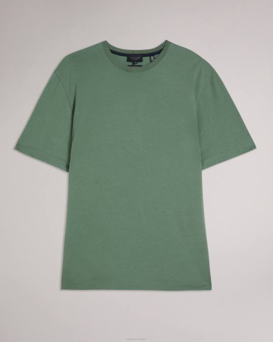 Ted Baker hombres 2ZFP1311 ropa Camiseta lisa de corte regular y manga corta de Tywinn verde medio