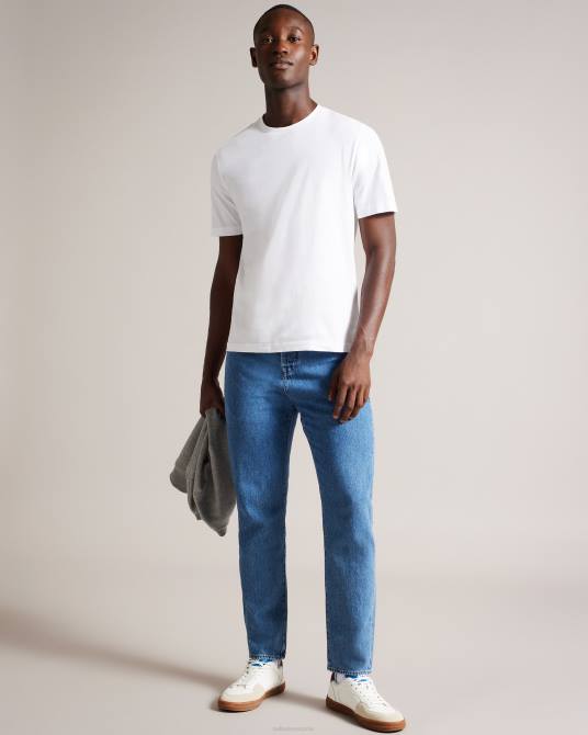 Ted Baker hombres 2ZFP1314 ropa Camiseta lisa de corte regular y manga corta de Tywinn blanco