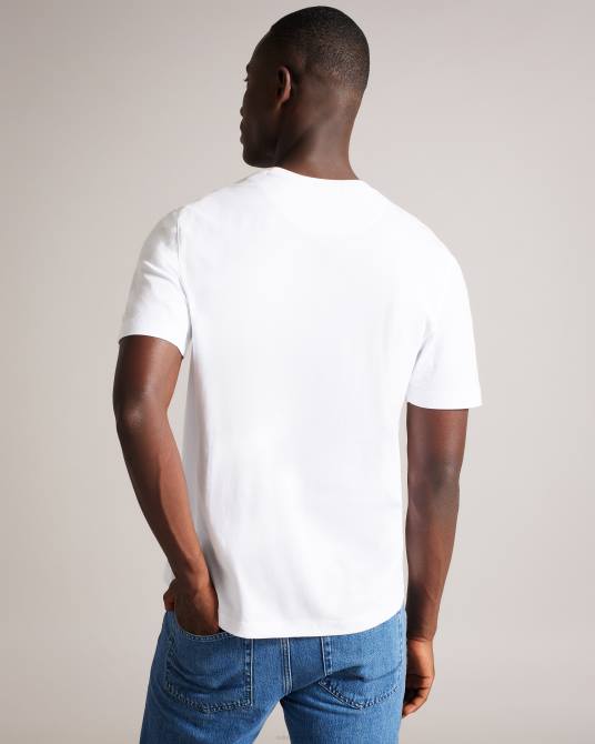 Ted Baker hombres 2ZFP1314 ropa Camiseta lisa de corte regular y manga corta de Tywinn blanco