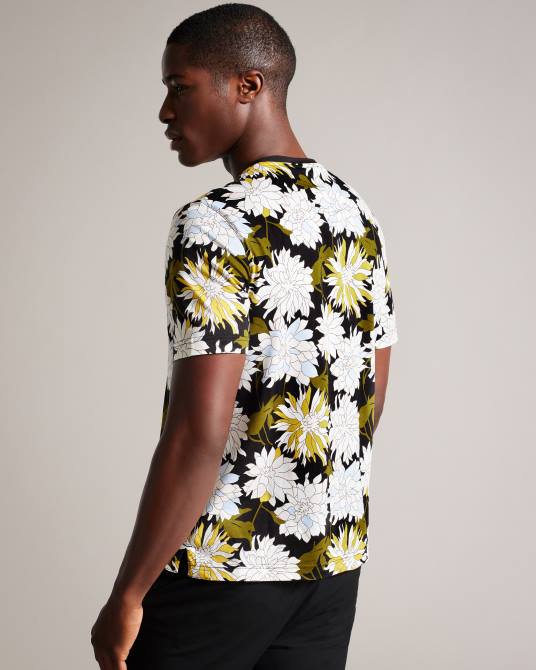 Ted Baker hombres 2ZFP1316 ropa camiseta florida de manga corta con estampado floral multicolor