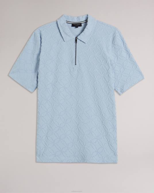 Ted Baker hombres 2ZFP1321 ropa polo maroc de manga corta con cremallera y jacquard pl-azul