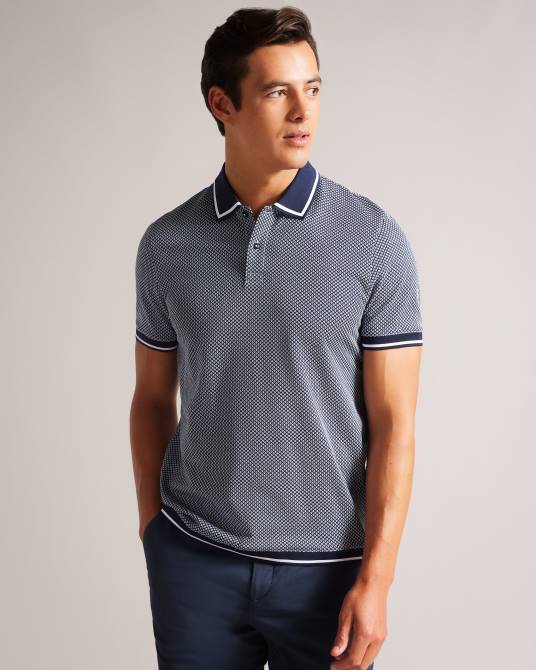 Ted Baker hombres 2ZFP1322 ropa polo affric de manga corta con textura geo regular Armada