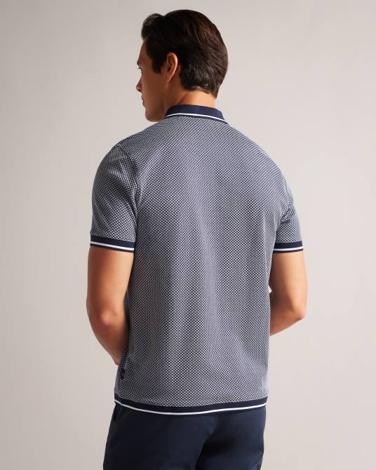 Ted Baker hombres 2ZFP1322 ropa polo affric de manga corta con textura geo regular Armada