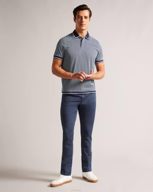 Ted Baker hombres 2ZFP1322 ropa polo affric de manga corta con textura geo regular Armada