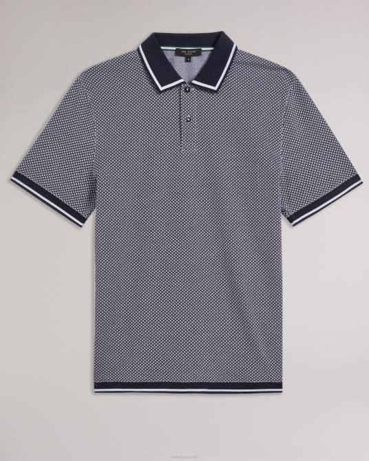 Ted Baker hombres 2ZFP1322 ropa polo affric de manga corta con textura geo regular Armada