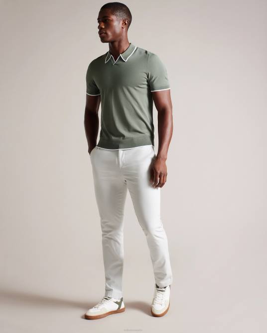 Ted Baker hombres 2ZFP1327 ropa polo de rayón de manga corta stortfo caqui