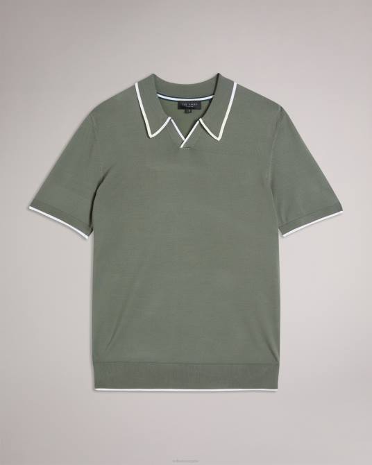 Ted Baker hombres 2ZFP1327 ropa polo de rayón de manga corta stortfo caqui