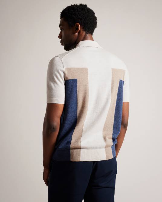 Ted Baker hombres 2ZFP1328 ropa polo larbrot manga corta cuello cremallera crudo