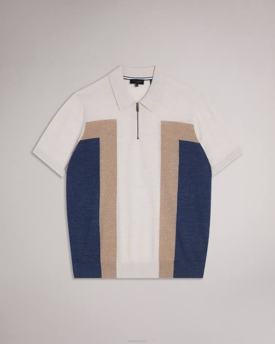 Ted Baker hombres 2ZFP1328 ropa polo larbrot manga corta cuello cremallera crudo