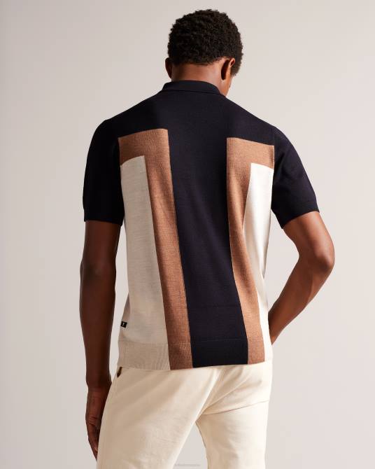 Ted Baker hombres 2ZFP1349 ropa polo larbrot manga corta cuello cremallera azul marino oscuro