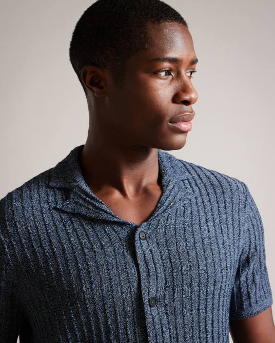 Ted Baker hombres 2ZFP1357 ropa polo de punto de manga corta a prueba de agua Armada