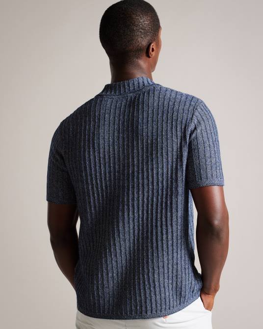 Ted Baker hombres 2ZFP1357 ropa polo de punto de manga corta a prueba de agua Armada