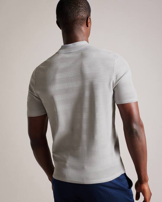Ted Baker hombres 2ZFP1363 ropa polo texturizado manga corta stree gris