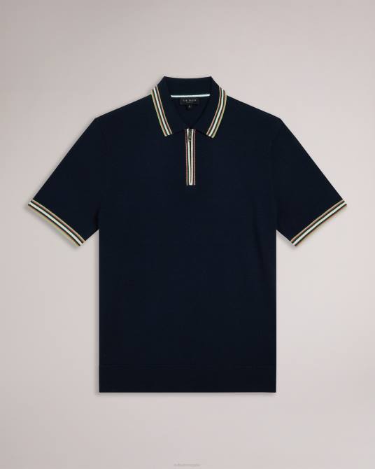 Ted Baker hombres 2ZFP1367 ropa Pierrot polo de manga corta con ribete de rayas Armada