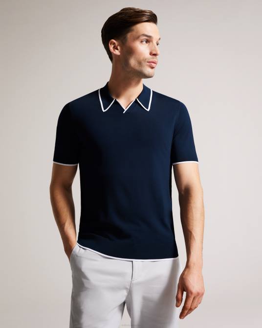 Ted Baker hombres 2ZFP1373 ropa polo de rayón de manga corta stortfo Armada
