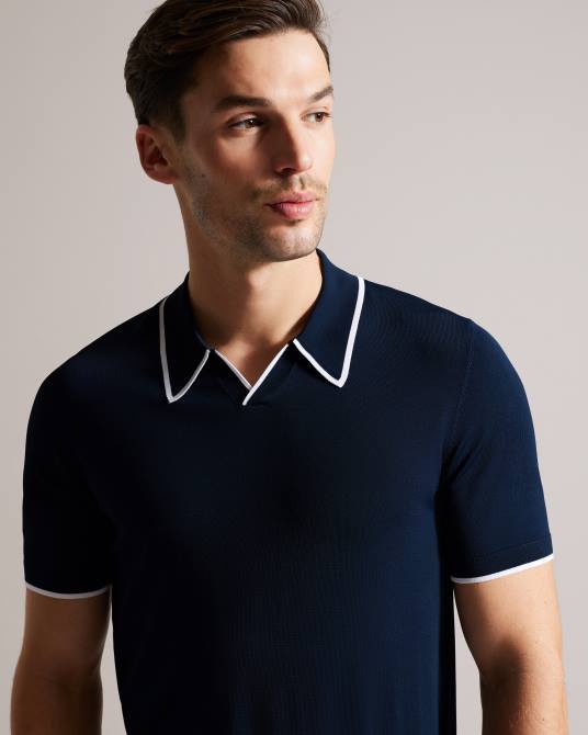 Ted Baker hombres 2ZFP1373 ropa polo de rayón de manga corta stortfo Armada