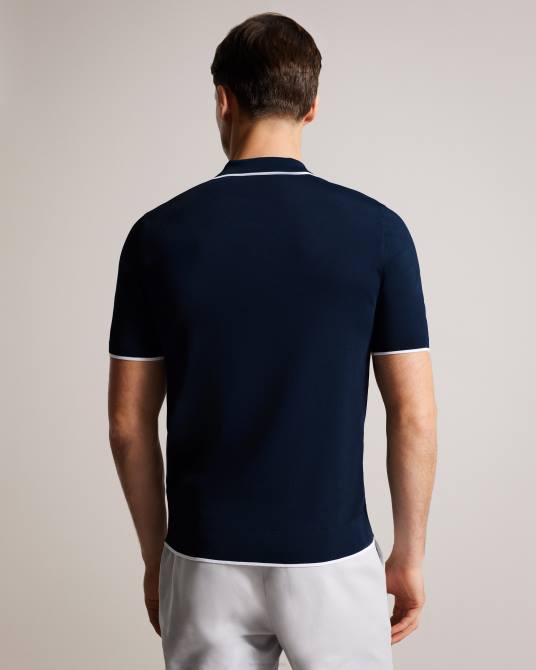 Ted Baker hombres 2ZFP1373 ropa polo de rayón de manga corta stortfo Armada