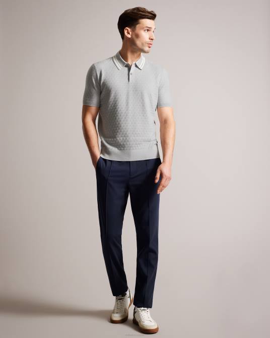 Ted Baker hombres 2ZFP1385 ropa Polo mahana de manga corta con costura en T regular gris claro