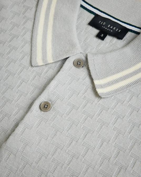 Ted Baker hombres 2ZFP1385 ropa Polo mahana de manga corta con costura en T regular gris claro