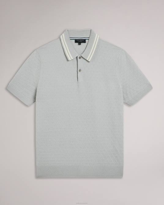 Ted Baker hombres 2ZFP1385 ropa Polo mahana de manga corta con costura en T regular gris claro