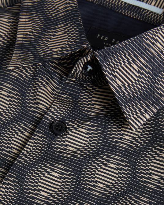 Ted Baker hombres 2ZFP1402 ropa camisa geométrica circular de manga corta de pearsho Armada